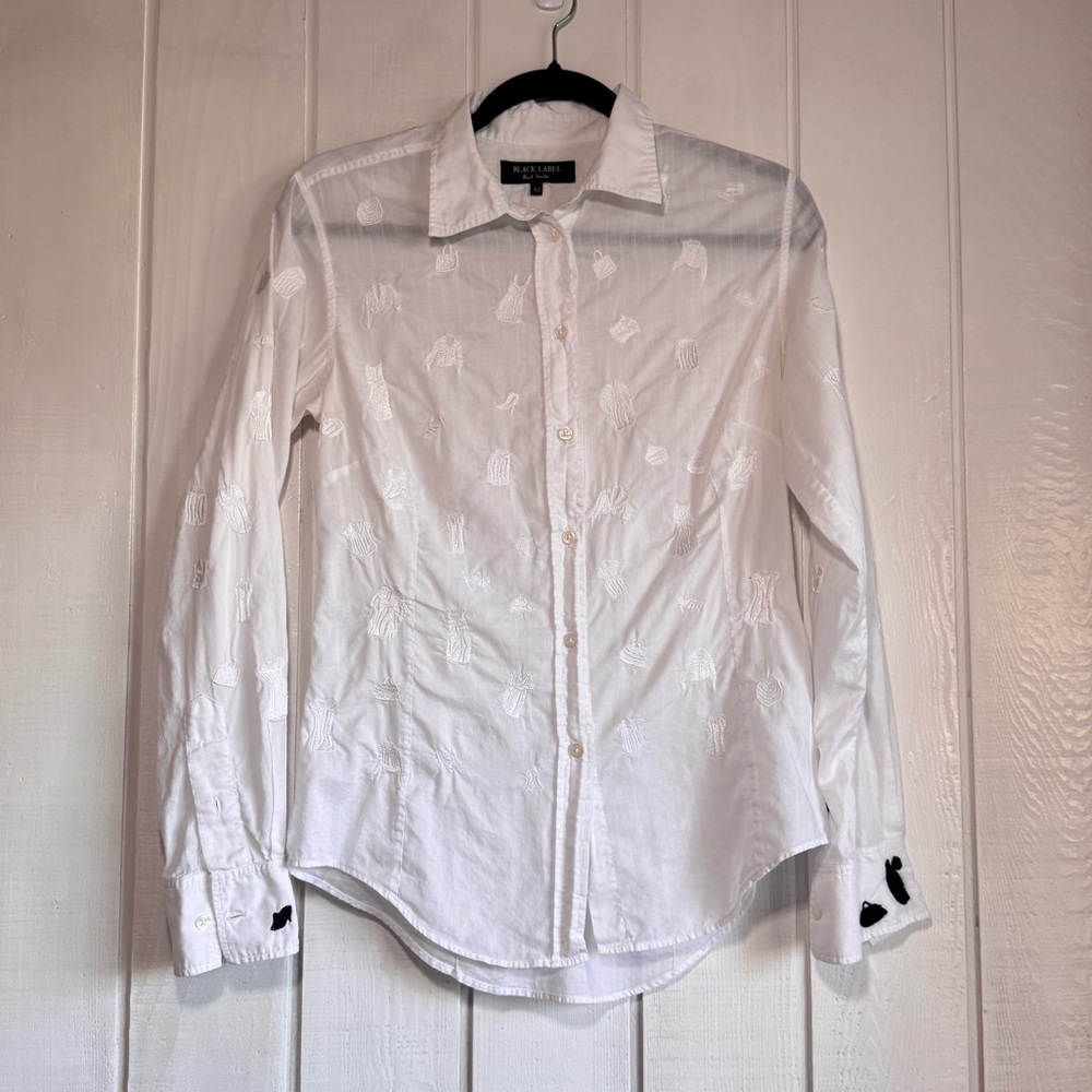 Black Label Paul Smith White Embroidered Button Down Shirt